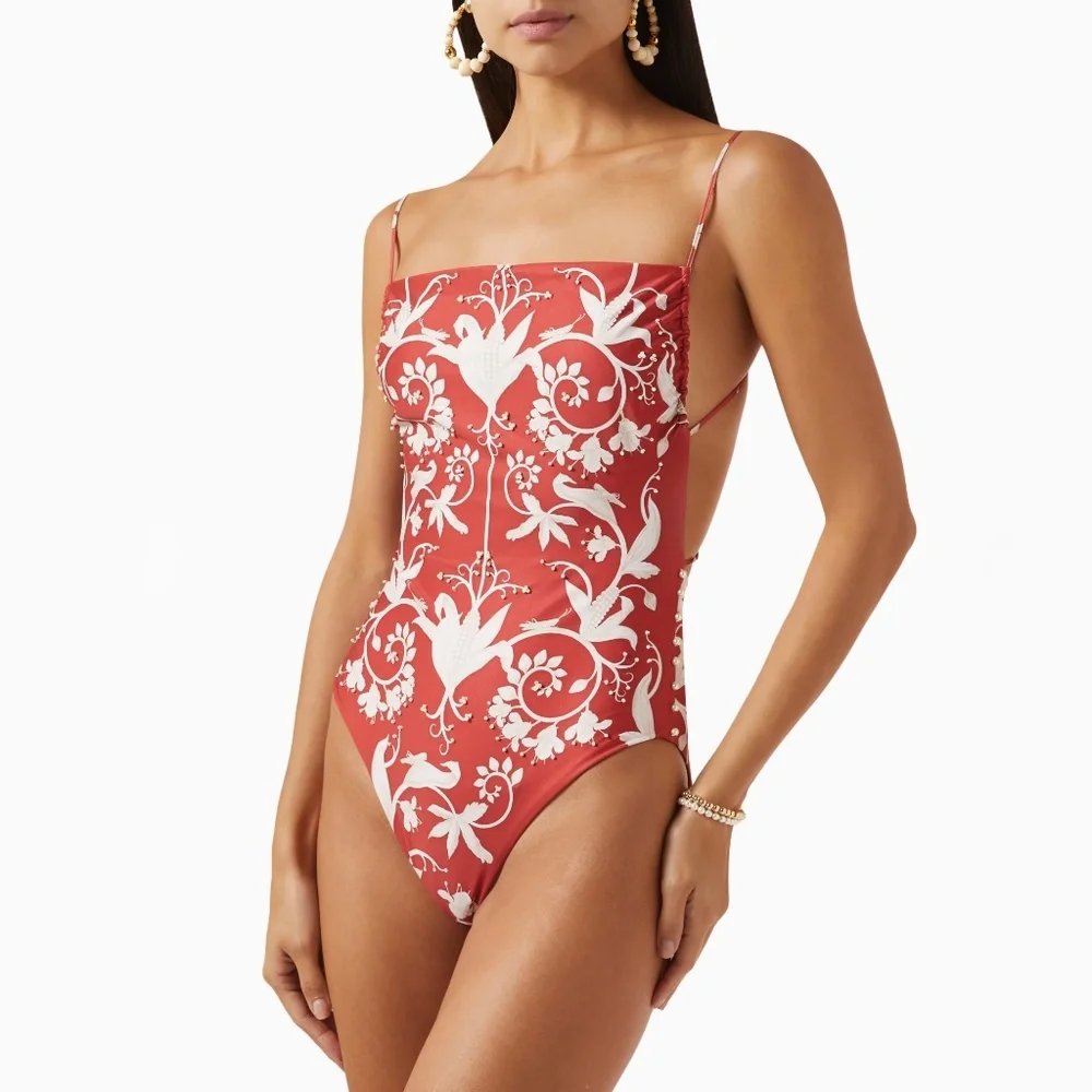 Agua By Agua Bendita Ceramica Maiz Hand Embroidered Swimsuit / Bodysuit …